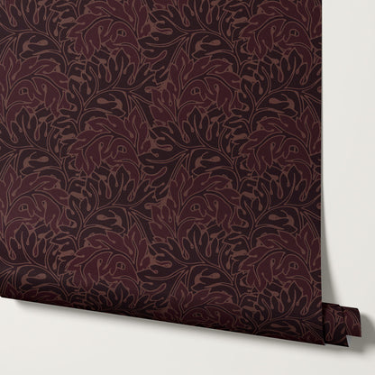 Morgan Acanthus Burgundy Wallpaper