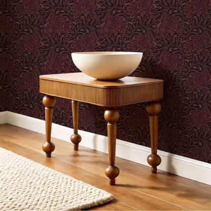 Morgan Acanthus Burgundy Wallpaper