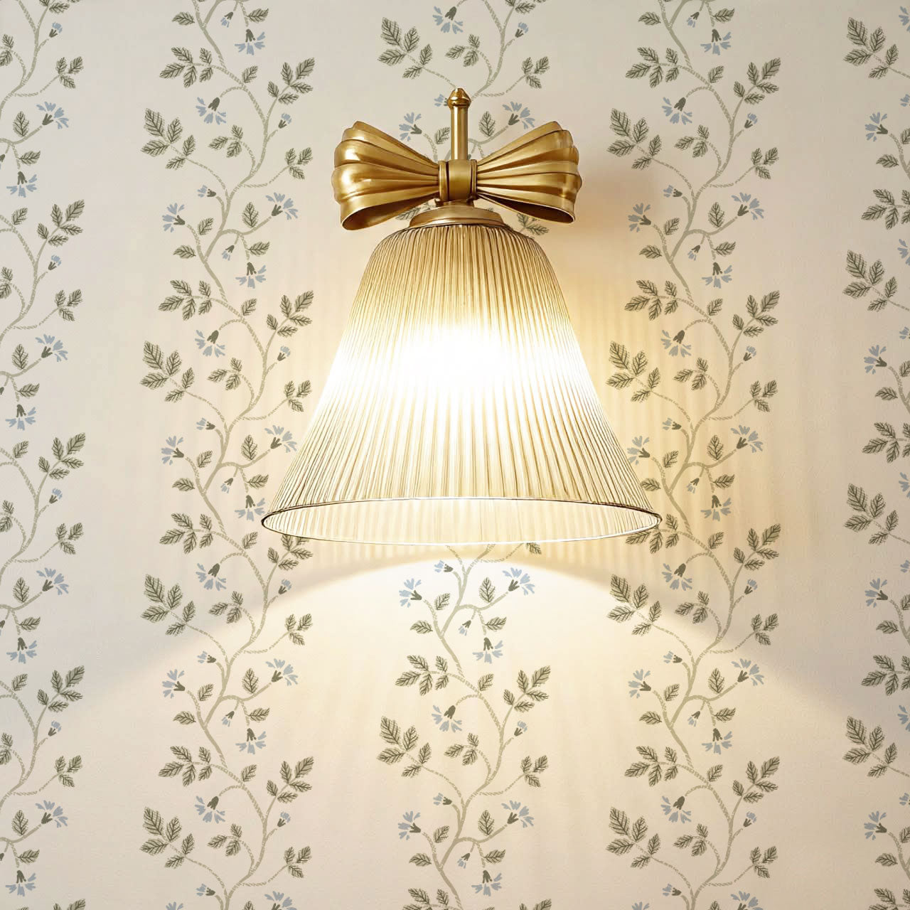 Wrenley Farmhouse Trailing Floral Stripes Blue Wallpaper
