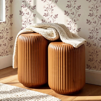 Wrenley Farmhouse Trailing Floral Stripes Mauve Wallpaper
