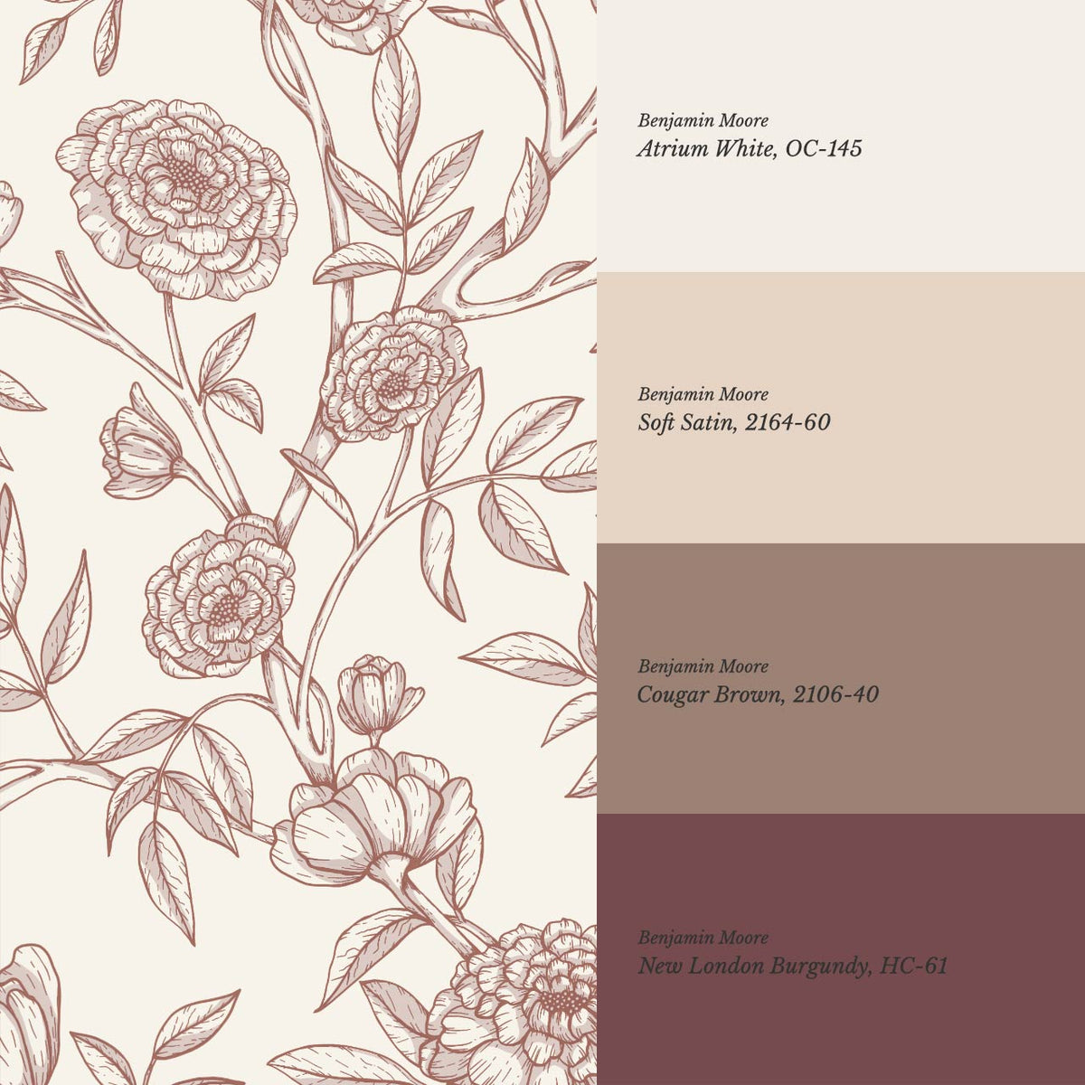 Ysabel Trailing Vines Cream Burgundy Wallpaper