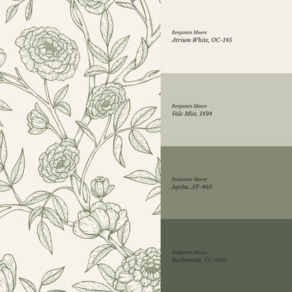 Ysabel Trailing Vines Cream Forest Green Wallpaper