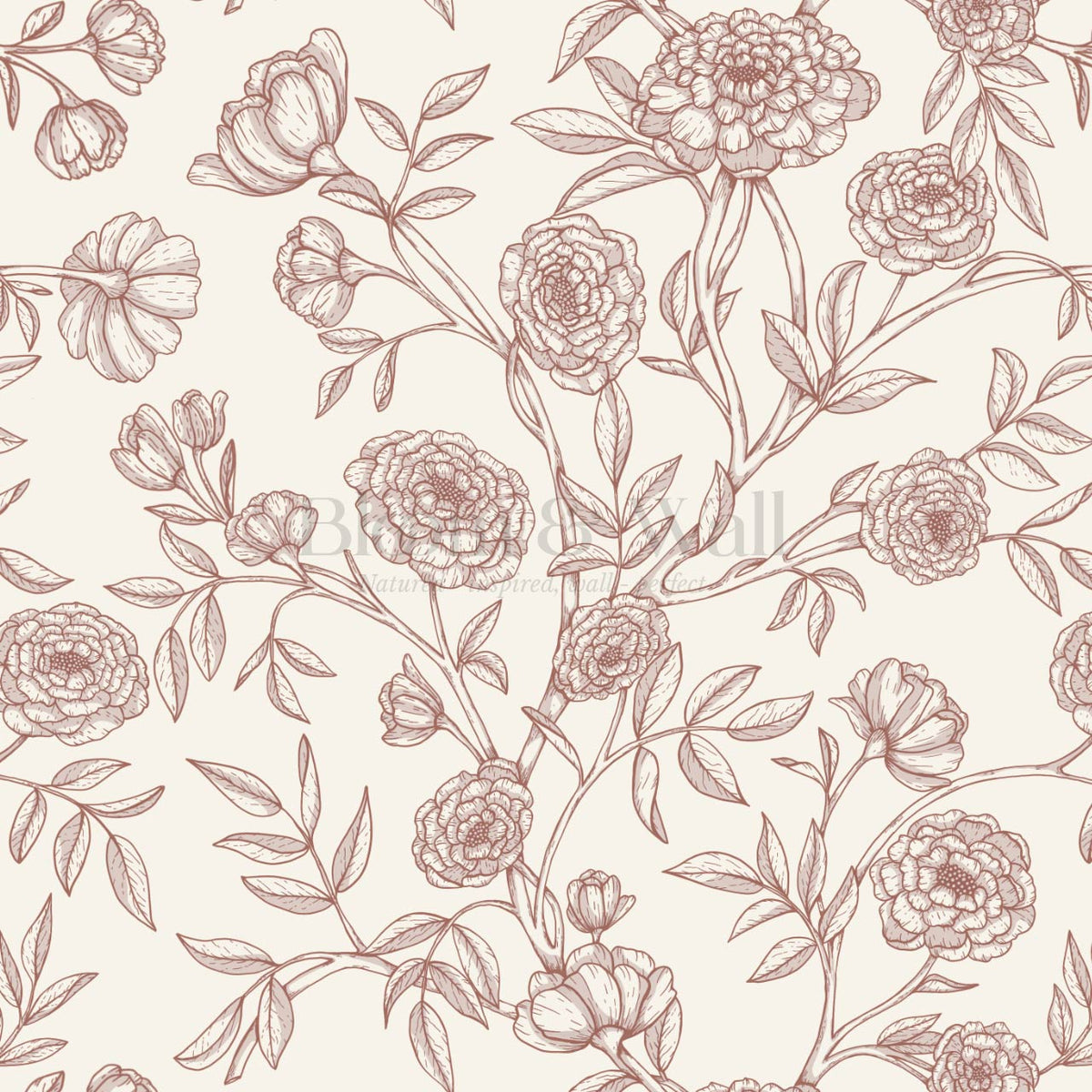 Ysabel Trailing Vines Cream Burgundy Wallpaper
