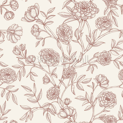 Ysabel Trailing Vines Cream Burgundy Wallpaper