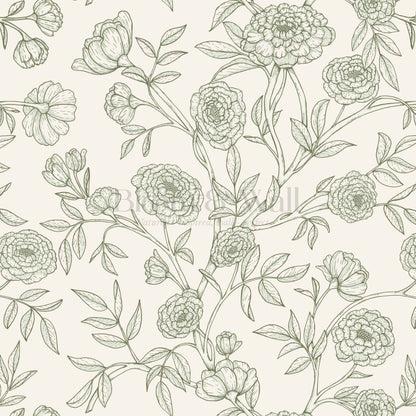 Ysabel Trailing Vines Cream Forest Green Wallpaper