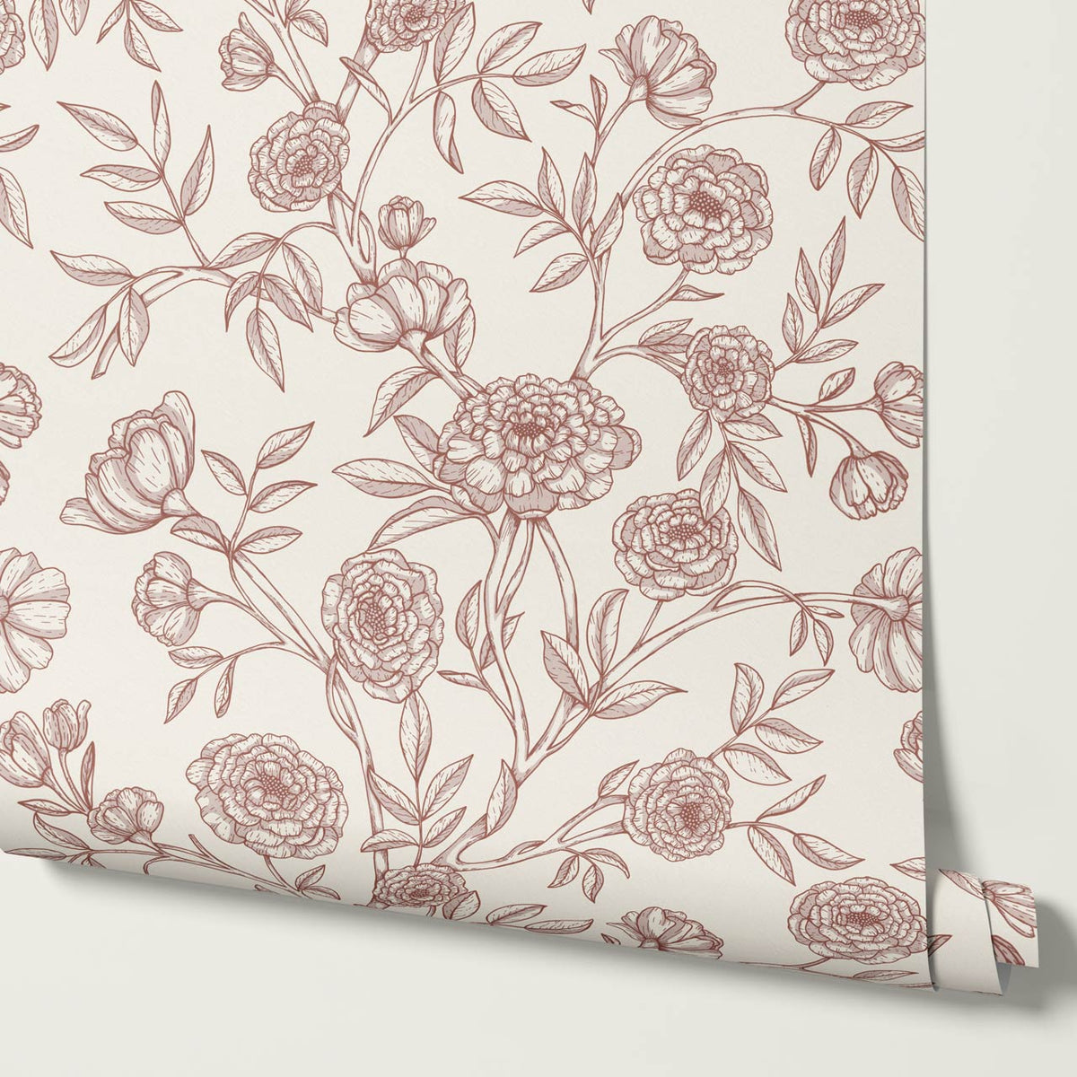 Ysabel Trailing Vines Cream Burgundy Wallpaper