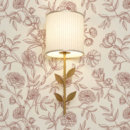 Ysabel Trailing Vines Cream Burgundy Wallpaper