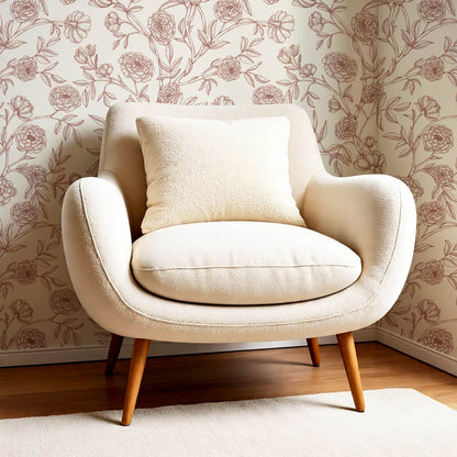 Ysabel Trailing Vines Cream Burgundy Wallpaper