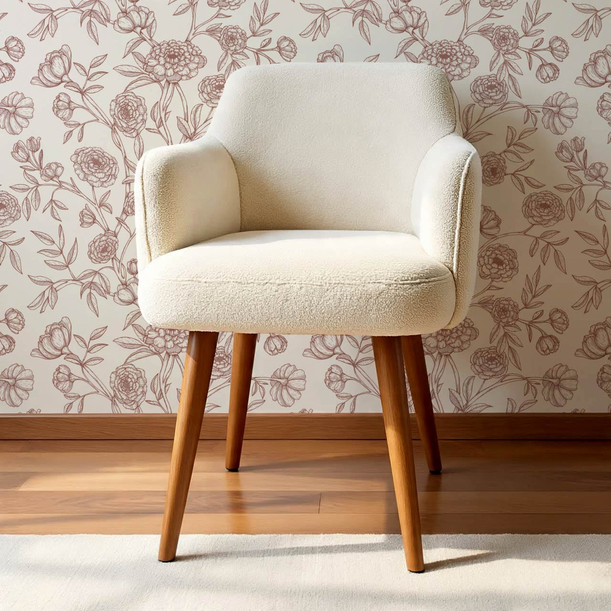 Ysabel Trailing Vines Cream Burgundy Wallpaper