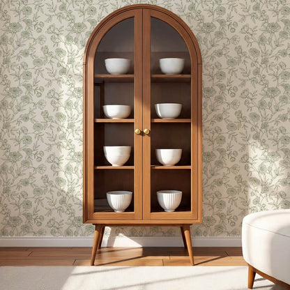 Ysabel Trailing Vines Cream Forest Green Wallpaper