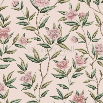 Yvette Peony Whisper Chinoiserie Berry Mauve Wallpaper