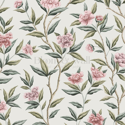 Yvette Peony Whisper Chinoiserie Ivory Mauve Wallpaper