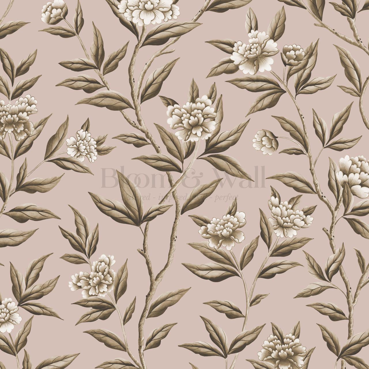 Yvette Peony Whisper Chinoiserie Clay Earth Wallpaper