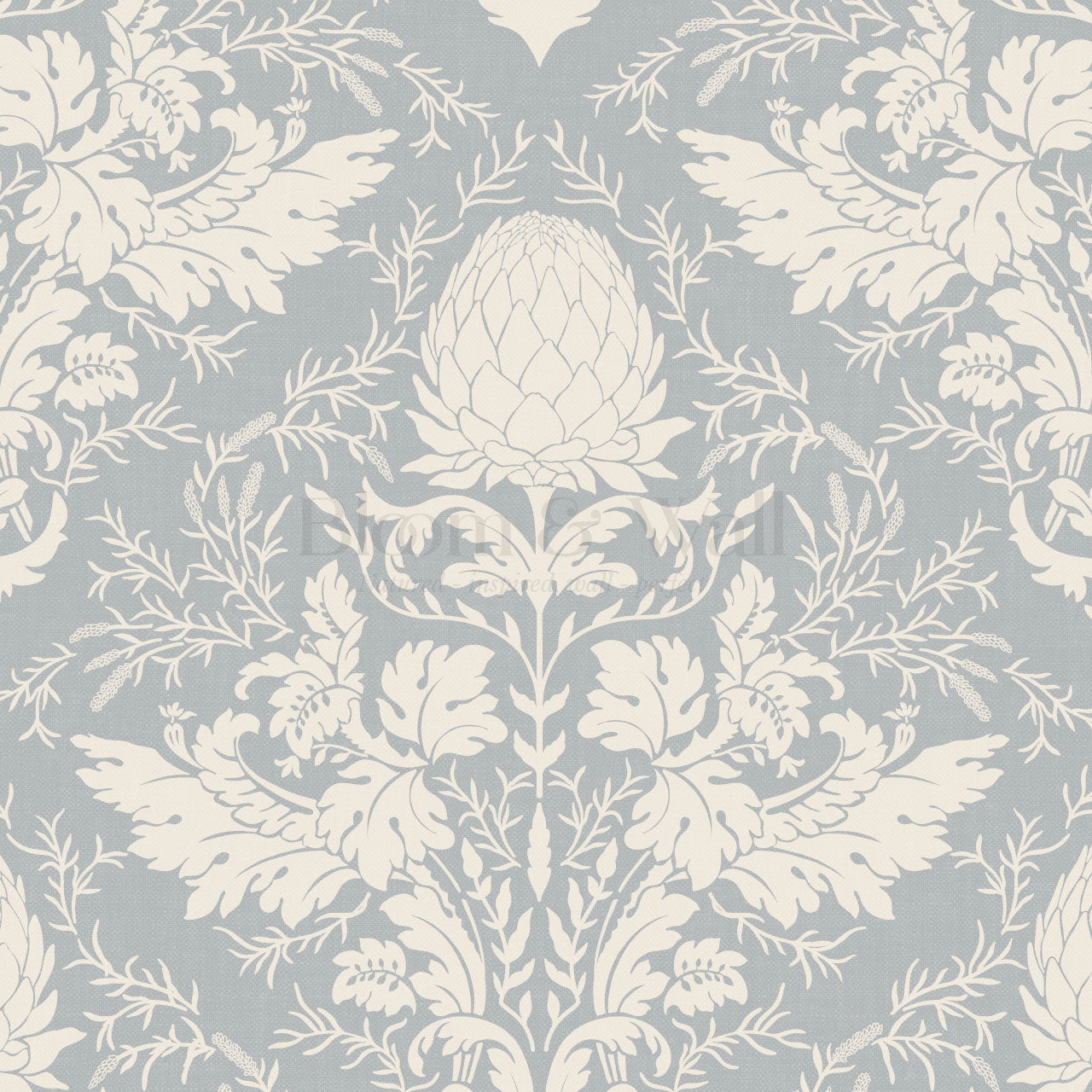 Zanda Artichoke Large Damask French Blue Wallpaper