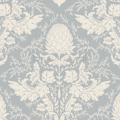Zanda Artichoke Large Damask French Blue Wallpaper