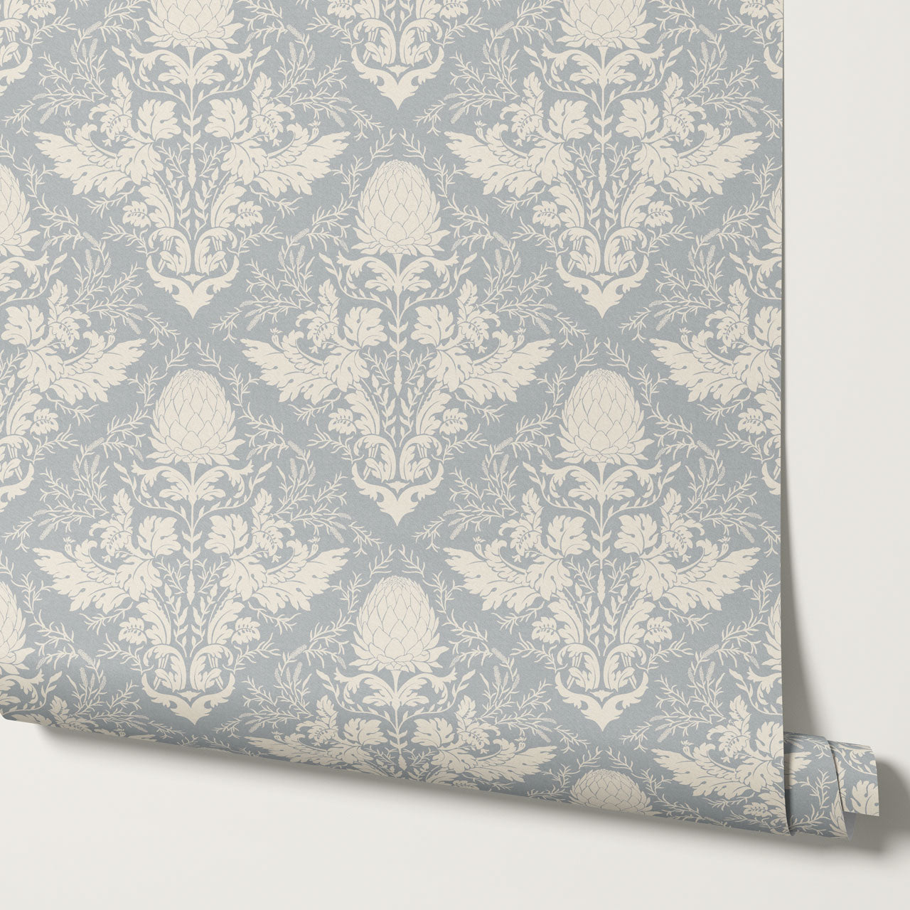 Zanda Artichoke Large Damask French Blue Wallpaper