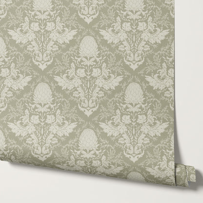 Zanda Artichoke Large Damask Sage Wallpaper