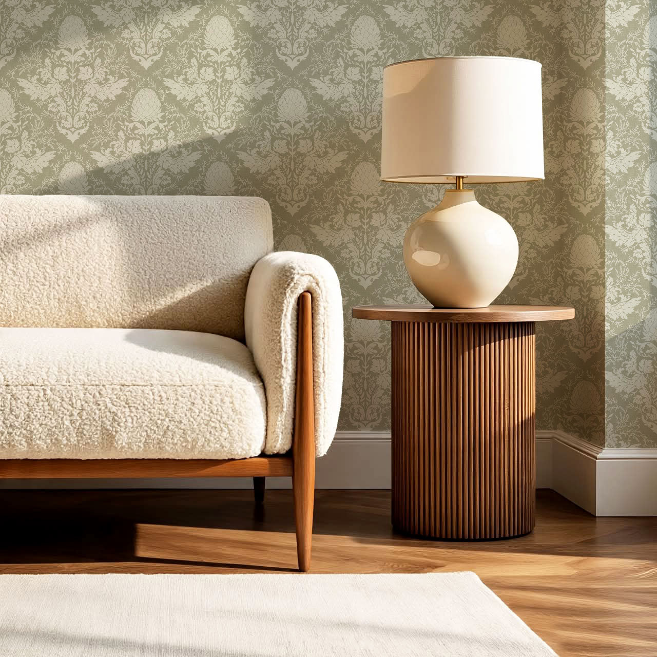 Zanda Artichoke Large Damask Sage Wallpaper