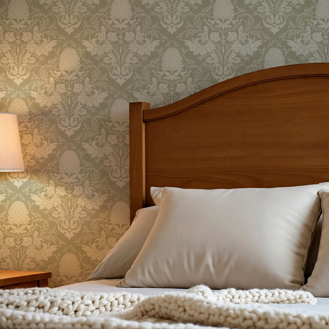 Zanda Artichoke Large Damask Sage Wallpaper