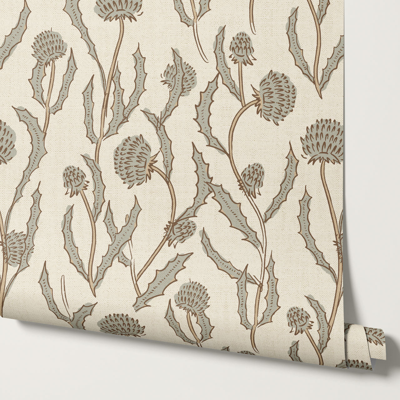 Zara Thistle Blooms Neutral Sage Wallpaper