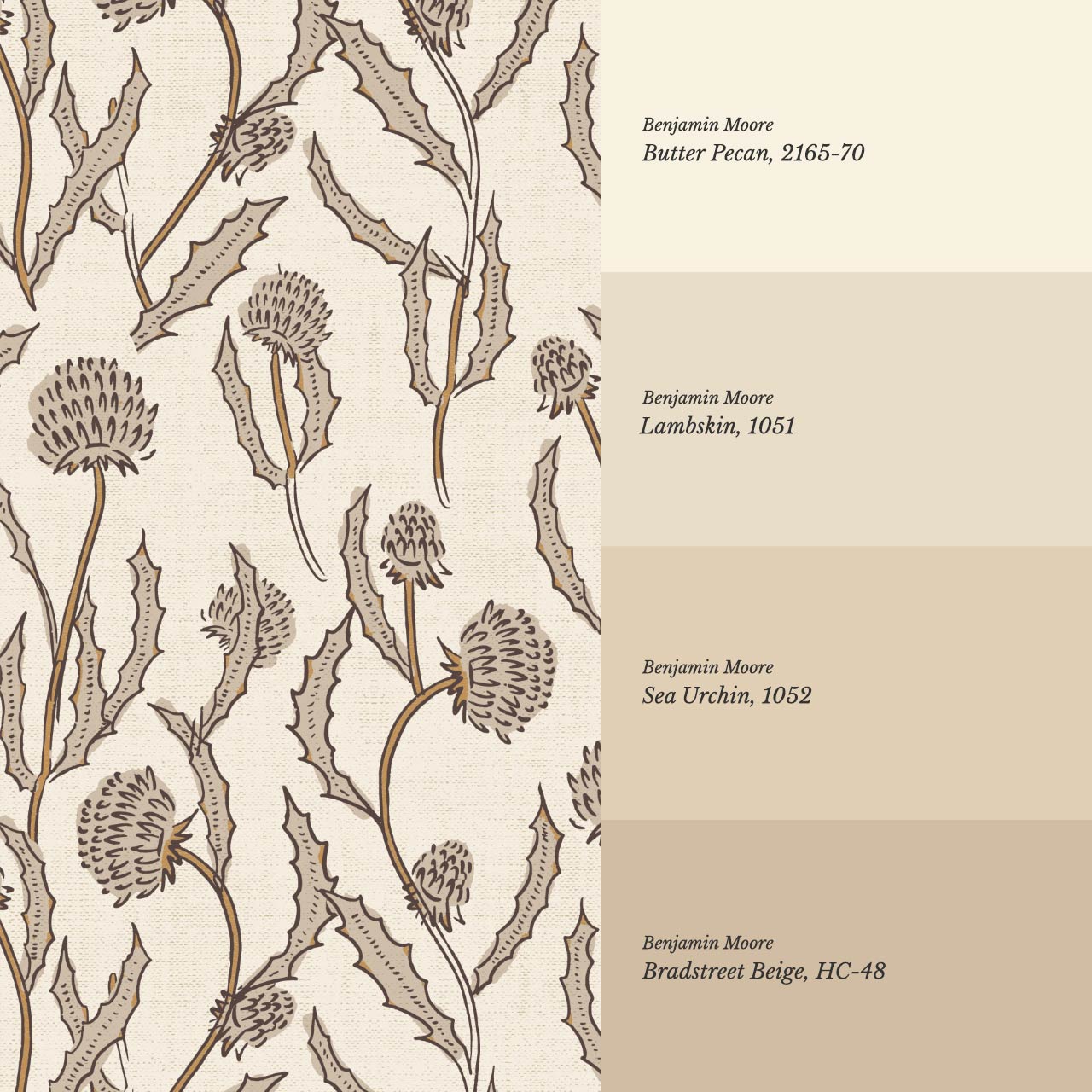 Zara Thistle Blooms Linen Beige Wallpaper