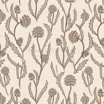 Zara Thistle Blooms Linen Beige Wallpaper