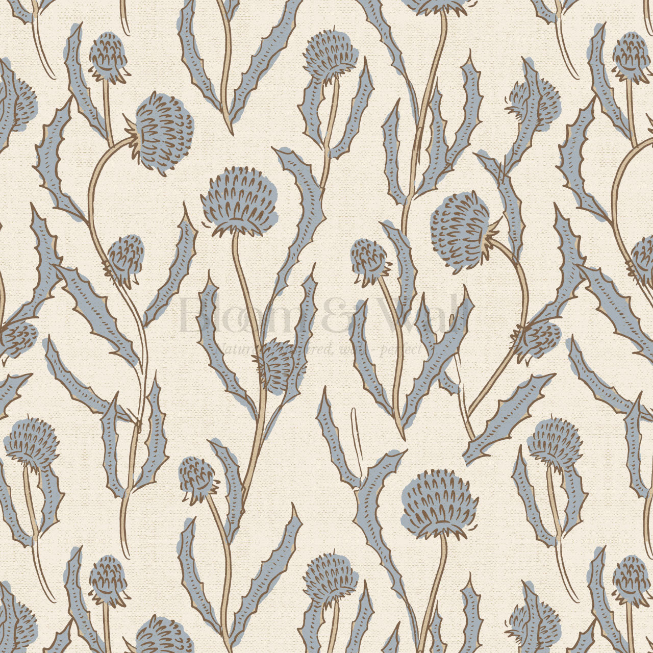 Zara Thistle Blooms Vintage Blue Wallpaper