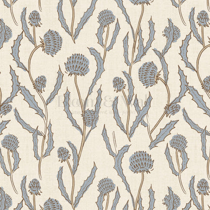 Zara Thistle Blooms Vintage Blue Wallpaper