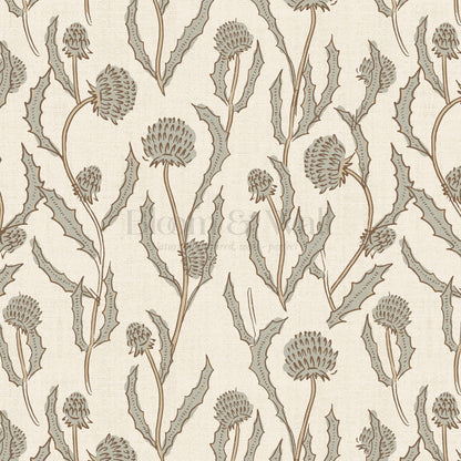 Zara Thistle Blooms Neutral Sage Wallpaper