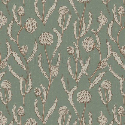 Zara Thistle Blooms Deep Sage Wallpaper