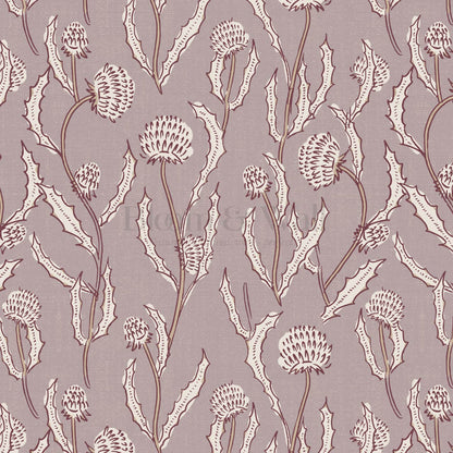 Zara Thistle Blooms Deep Mauve Wallpaper