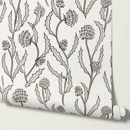 Zara Thistle Blooms Parchment Wallpaper
