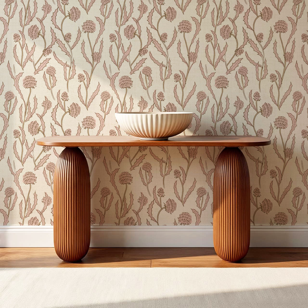Zara Thistle Blooms Blush Wallpaper