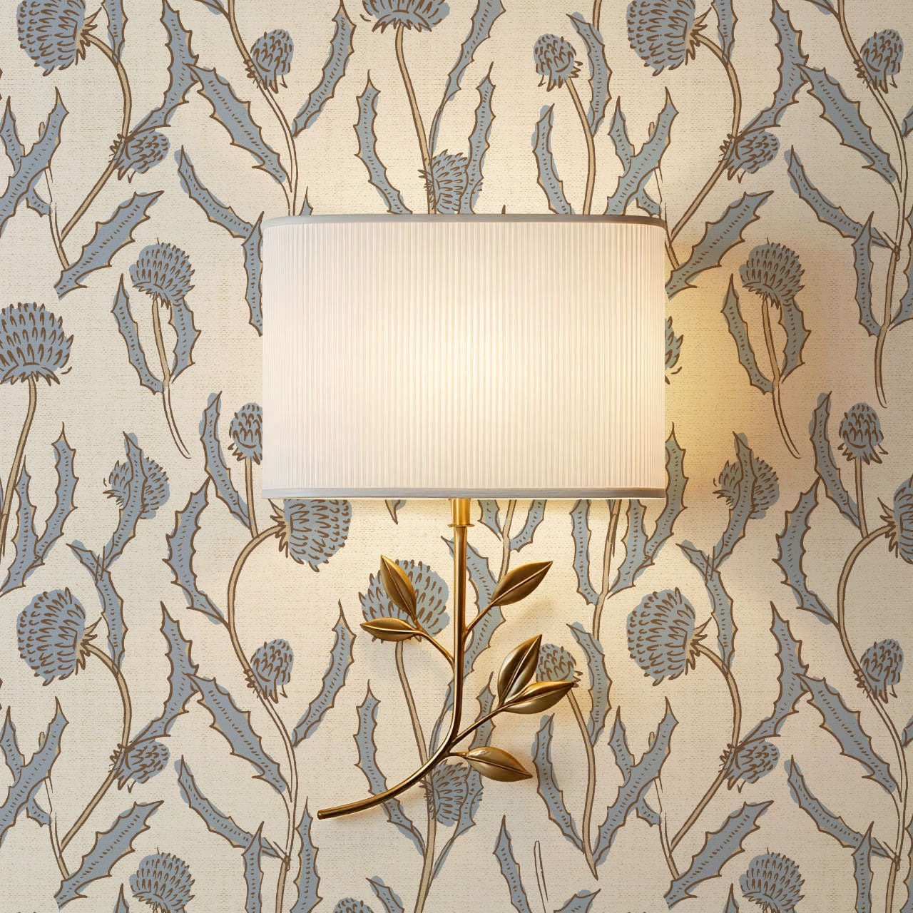 Zara Thistle Blooms Vintage Blue Wallpaper