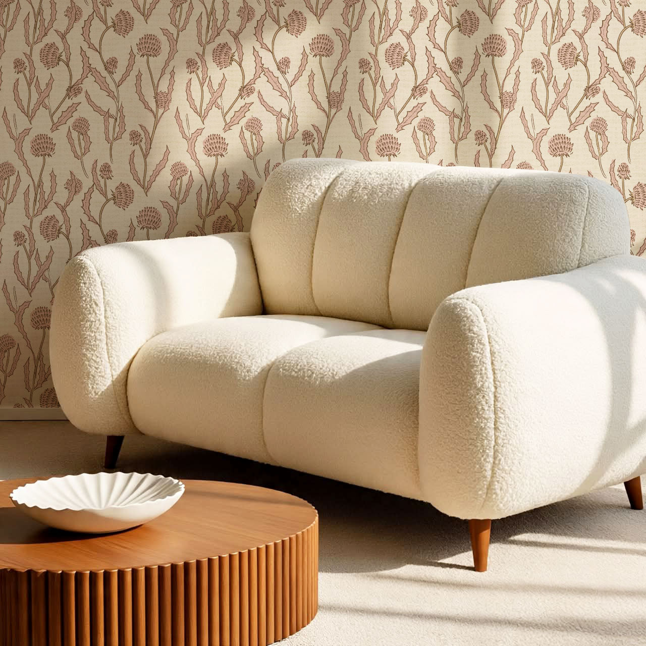 Zara Thistle Blooms Blush Wallpaper