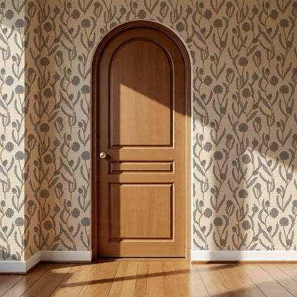 Zara Thistle Blooms Vintage Blue Wallpaper