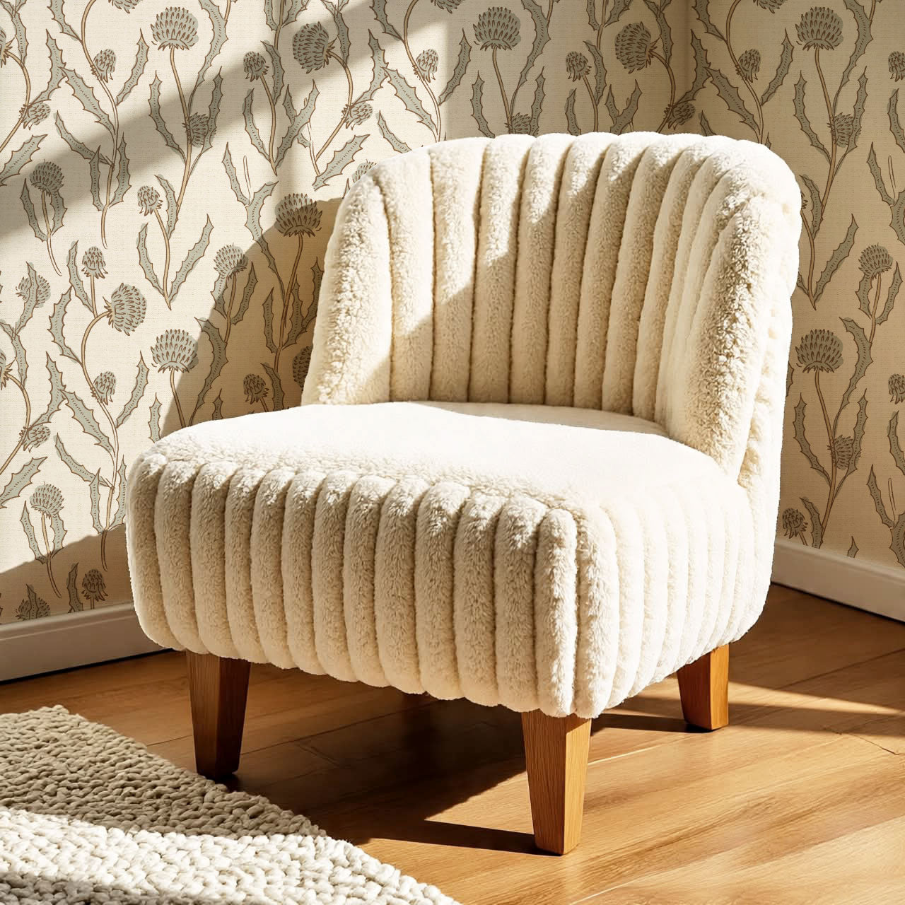 Zara Thistle Blooms Neutral Sage Wallpaper