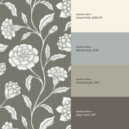 Zayda Bloomery Deep Olive Smoke Wallpaper
