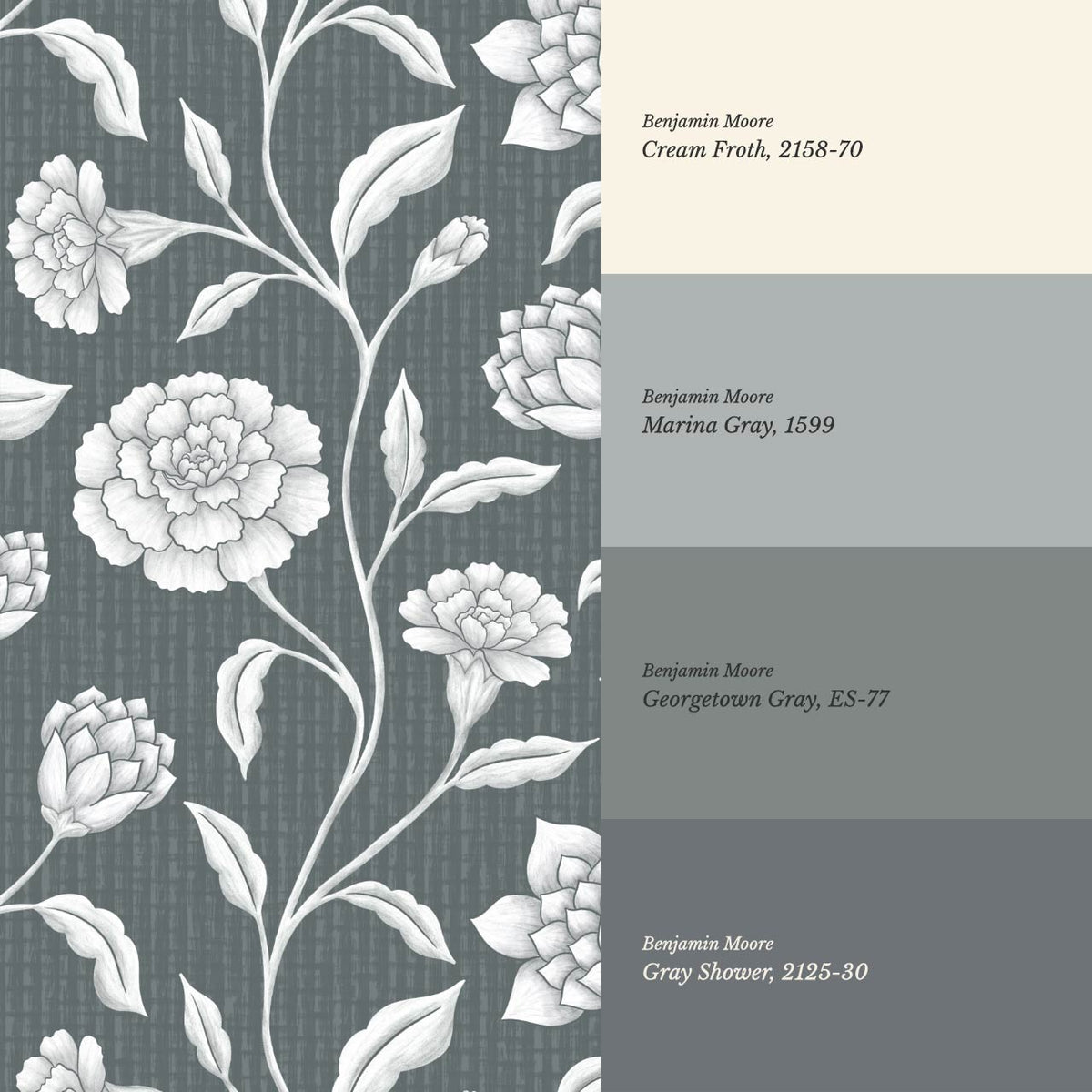 Zayda Bloomery Slate Smoke Wallpaper
