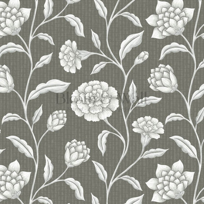 Zayda Bloomery Deep Olive Smoke Wallpaper