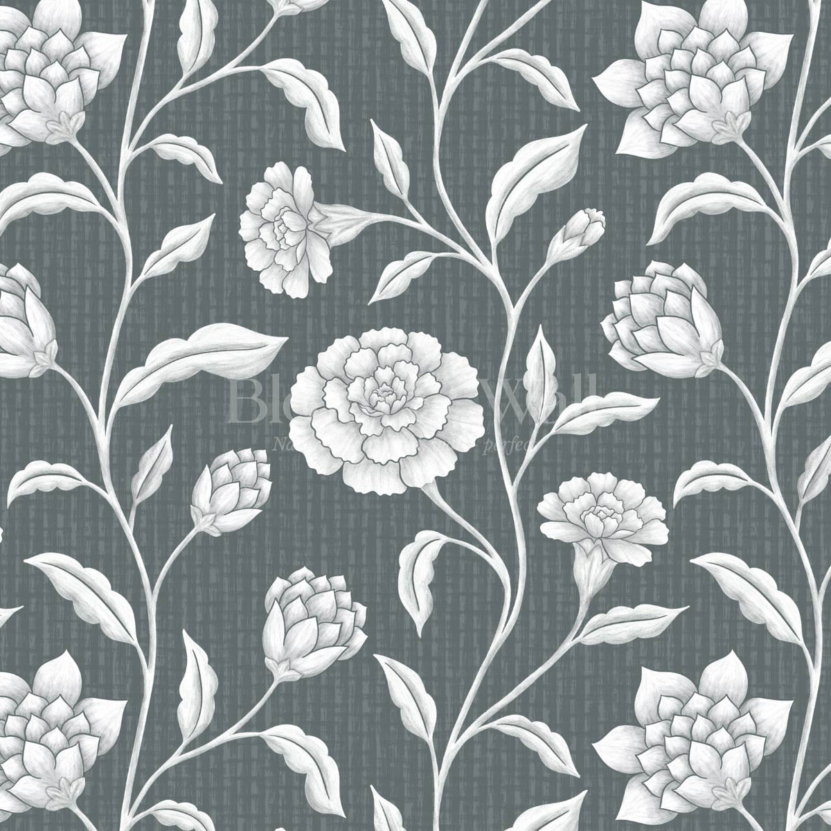 Zayda Bloomery Slate Smoke Wallpaper