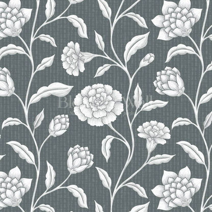 Zayda Bloomery Slate Smoke Wallpaper