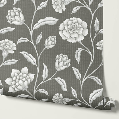 Zayda Bloomery Deep Olive Smoke Wallpaper