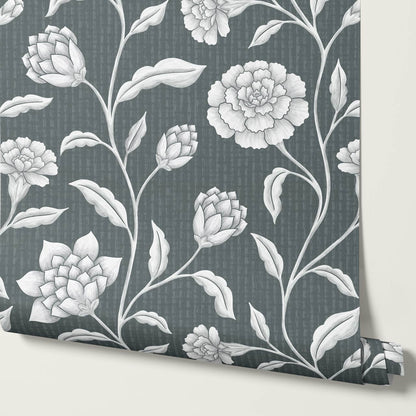 Zayda Bloomery Slate Smoke Wallpaper