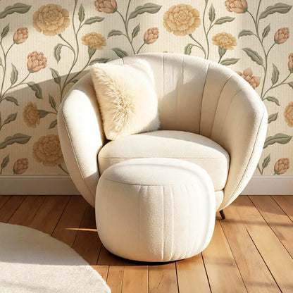 Zayda Bloomery Bone Sage Ochre Wallpaper