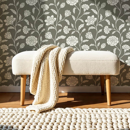 Zayda Bloomery Deep Olive Smoke Wallpaper