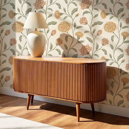 Zayda Bloomery Bone Sage Ochre Wallpaper