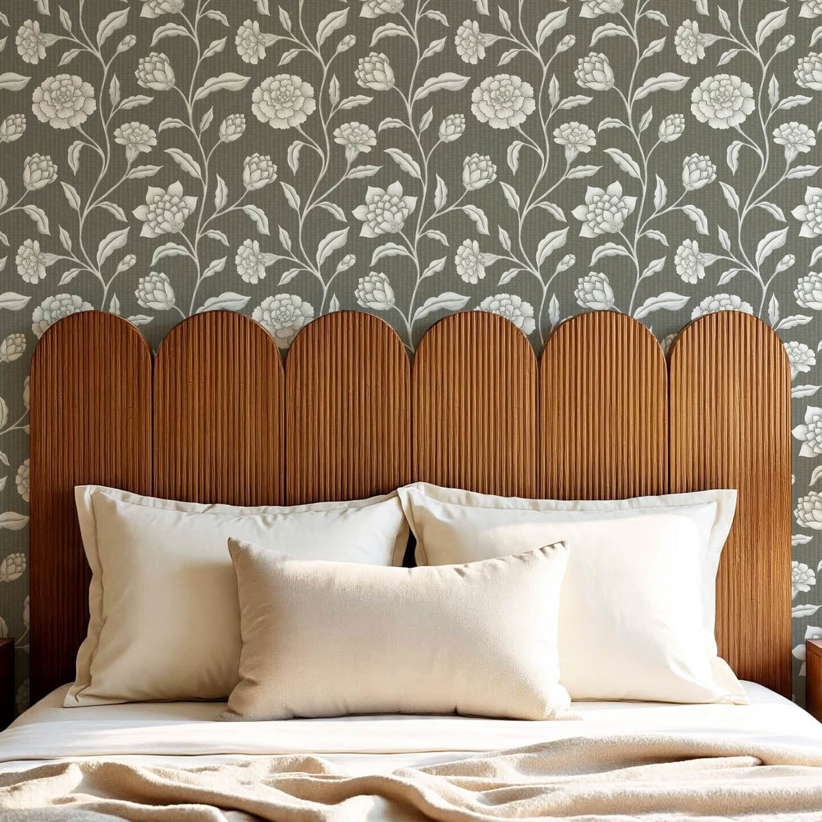 Zayda Bloomery Deep Olive Smoke Wallpaper