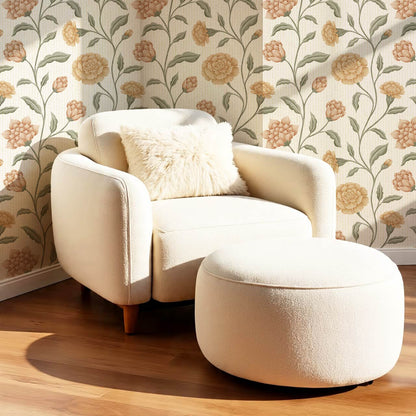 Zayda Bloomery Bone Sage Ochre Wallpaper