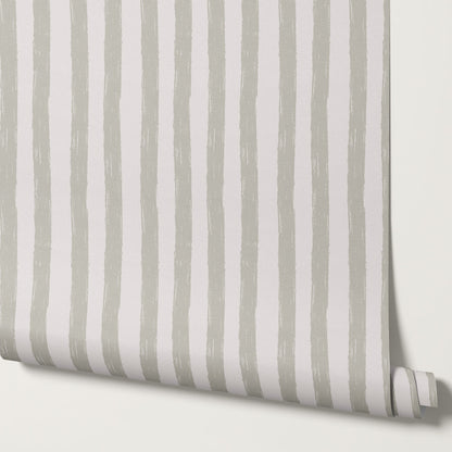 Zelda Brush Stroke Stripes Taupe Wallpaper